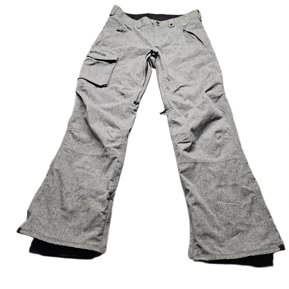 Burton DRYRIDE Snowboard Cargo Pants Mens LT Gray Heather Mesh Lined Waterproof